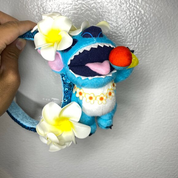 Disney Aulani Resort Lilo & Stitch Plumeria Blue Sequin Ears Headband Hawaii New main image 7